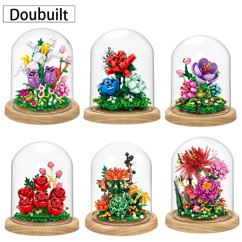 Doubuilt Kreative Gebäude Block Blume 3D Unsterblich Rosen Veilchen Sakura MOC Block Modell Mädchen Urlaub Geschenke Home Dekoration