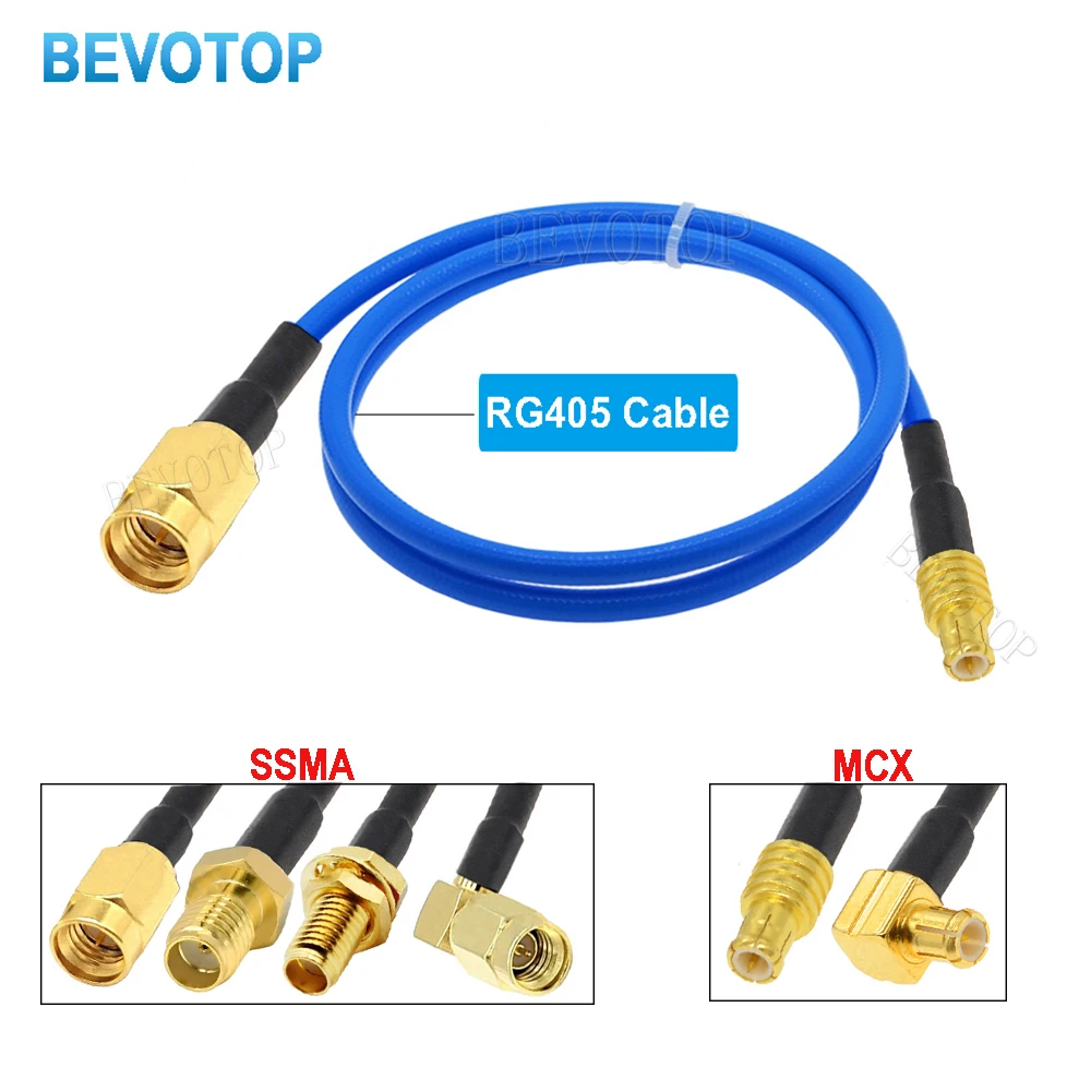 SSMA to MCX RG405 Cable SSMA Male Plug to MCX Male Straight/ Right Angle 90° Plug High Frequency RG-405 086 Jumper