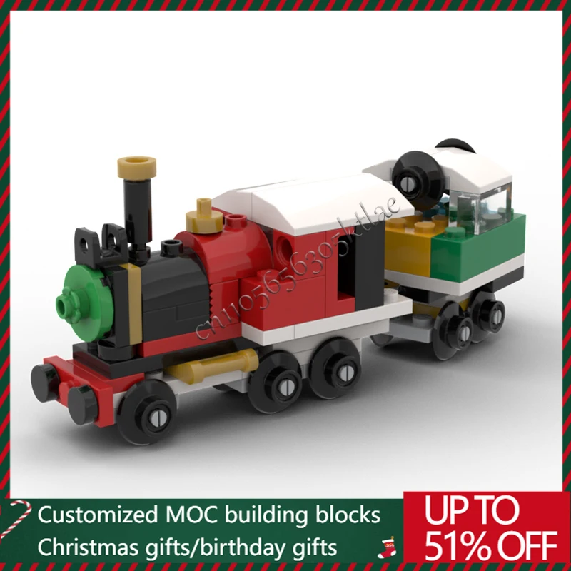 

73 шт. MOC Cool 30584 зимний рождественский поезд, строительный блок, технологическая модель, сделай сам, сборка, детские развивающие игрушки, праздничный подарок