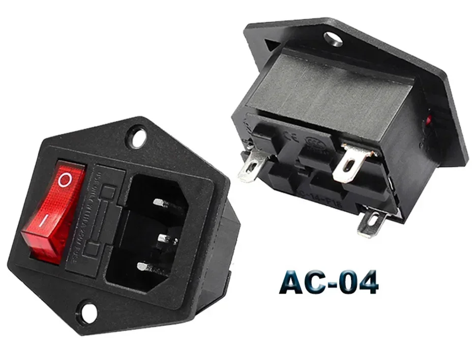 IEC320 3Pin Männlich Weiblich Stromeingang mit 10A Sicherung Rote LED Anzeige Buchse Montieren AC Stecker PC Server Industrie U – Detail 3