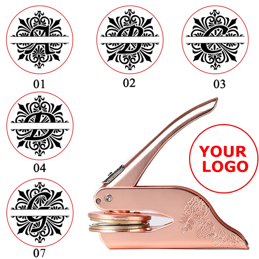 Embosser Stamp LOGO Customized Wedding Library Book Private Seals Hand Embosser Stamp Personalized Initial Flower Logo Picture