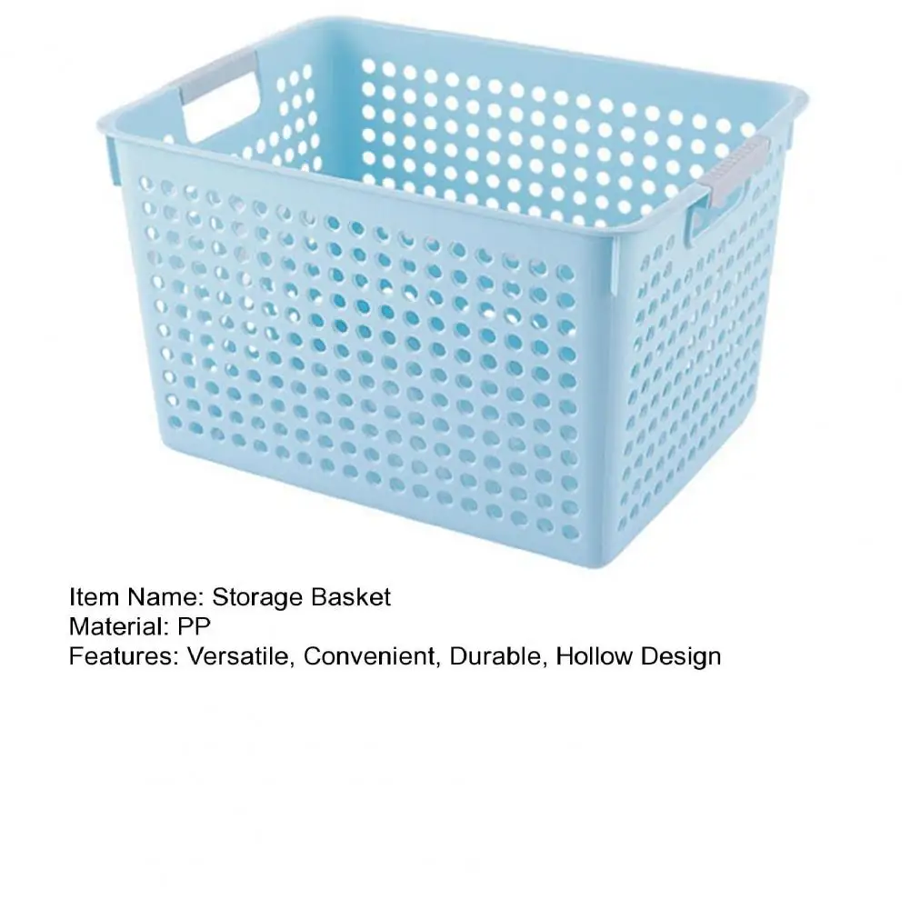 PP Storage Basket Hollow Design Storage Box Sundries Organizer Stackabe Table Stand Book Case For Cosmetics Clothes Toy Food