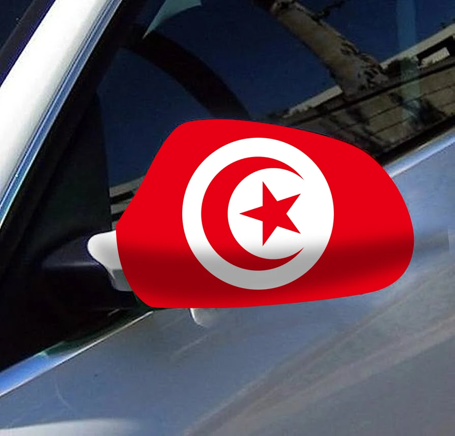 Directly Delivery 2 Pcs Free Size Four-way stretch fabric Tunisian Flags Car Mirror Cover