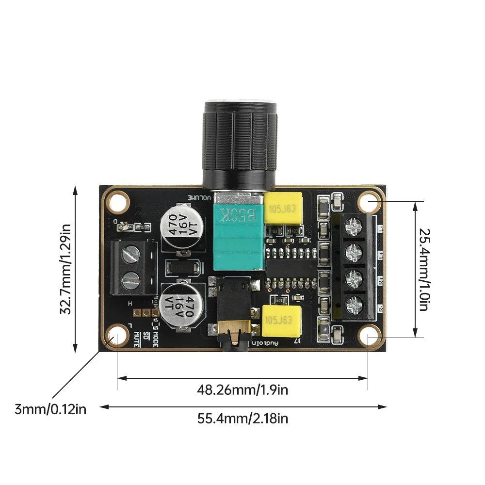 Carte amplificateur numérique DC 5V classe D 2.0, double canal stéréo 5W x 2, amplificateur Audio, Volume réglable, Module de réduction du bruit EMI