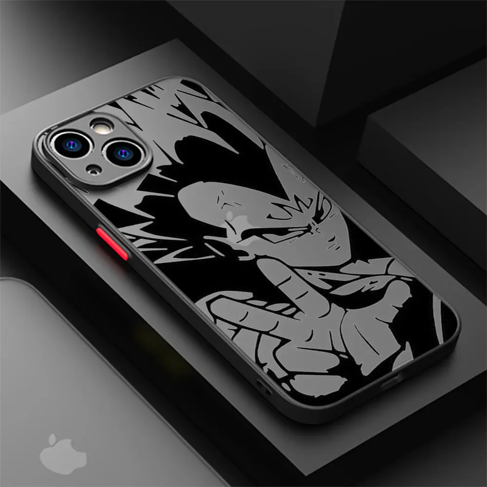 Mat Hoesje Voor Apple Iphone 11 15 14 Pro Max 13 12 Mini 7 8 Plus Xr X Xs Se 6 6S Telefoonhoes Black Shell Cool Man Anime Dbz