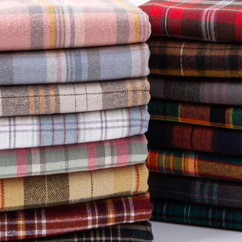 Brushed Plaid Cotton Fabric Soft To The Touch Sold By The Yard Ideal For Clothing Doll Dresses And DIY Sewing Projects.