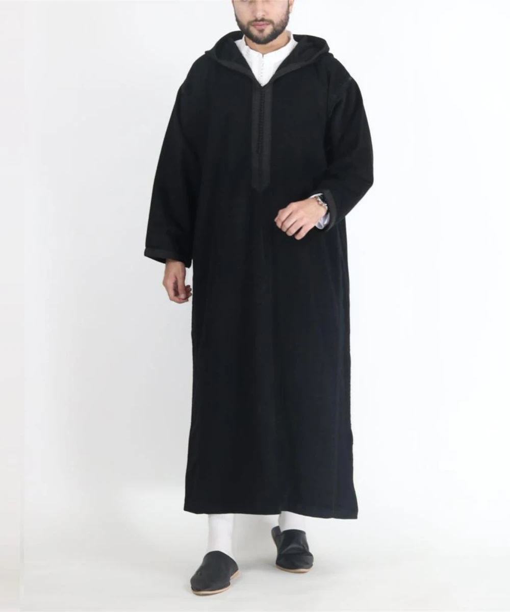 男性ロングローブフード付きイスラム教徒の祈りディシュダシャささやかなジュバトーブイスラムドバイサウジアバヤカフタンラマダンモロッコアバヤガウン