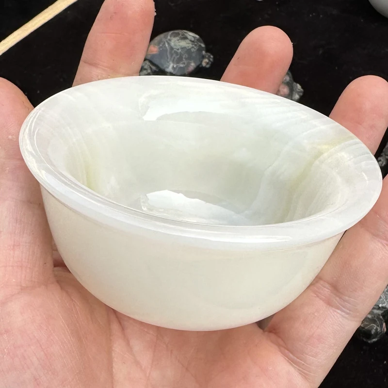 Manufacturer wholesale Afghan jade blue and white jade bowls, master cups for kung fu tea tasting, decorative jade crafts live s