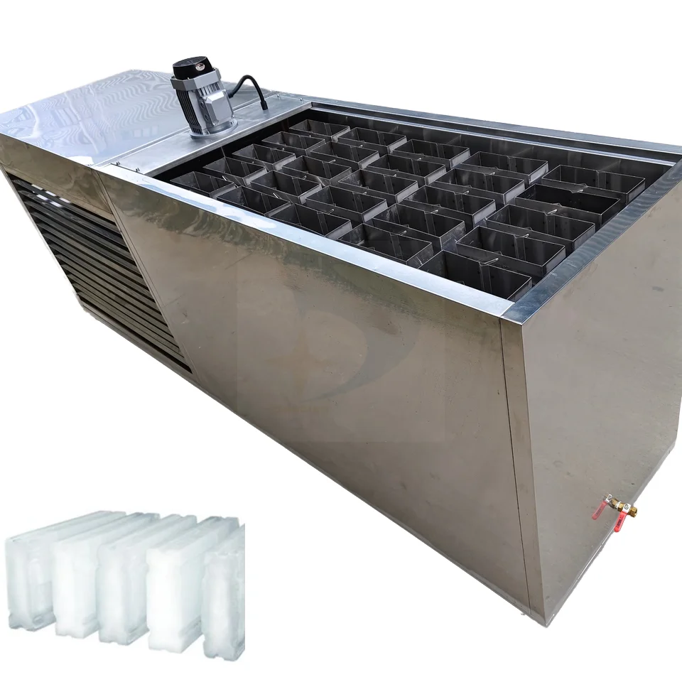 hot Large 1 Ton Ice Brick Machine Commercial Transparent Ice Maker Tunnel Construction Site Ice Making Machine