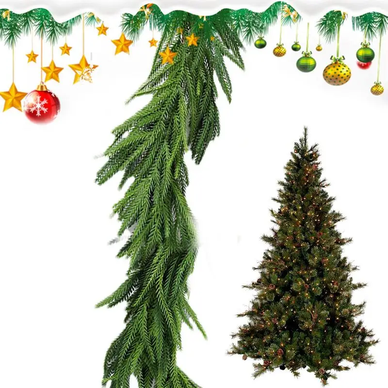 

Norfolk Pine Garland Реалистичная рождественская зеленая гирлянда Искусственная гирлянда 106 дюймов Искусственная гирлянда из искусственной зелени для