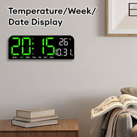 Electronic LED Alarm Clock Home Decor Large Digital Wall Clock Temperature Calendar Week Display Bedside Table Clock 12/24H