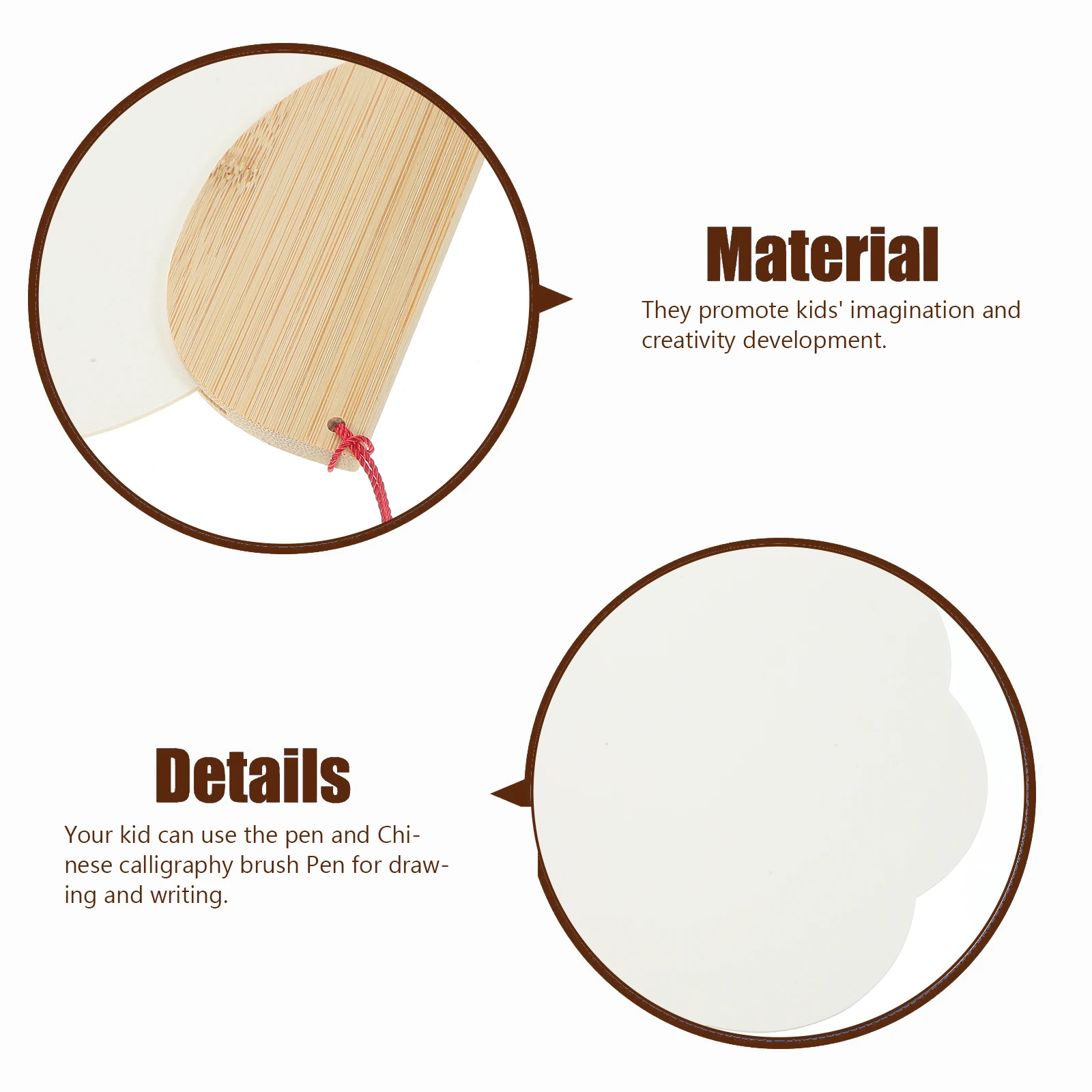 

5pcs Rice Fans Premium Wood Frame Handmade Diy Painting Paper Fan Kids Painting Toy Round Fan Decor Chinese Art Paper