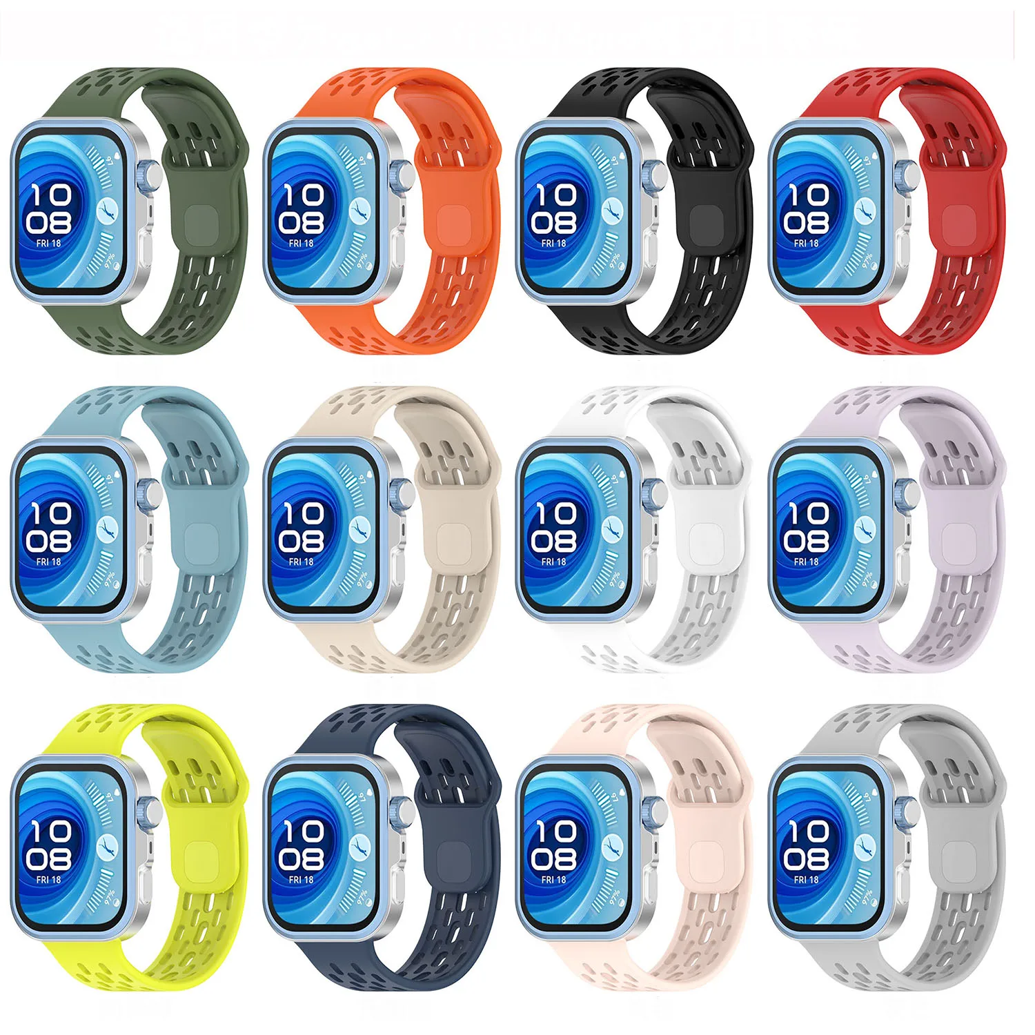 Atmungsaktives Silikonarmband für Huawei Watch Fit 4 /Fit4 Pro Sport-Schlaufenband Ersatzarmband für Huawei Fit 4 3 Correa
