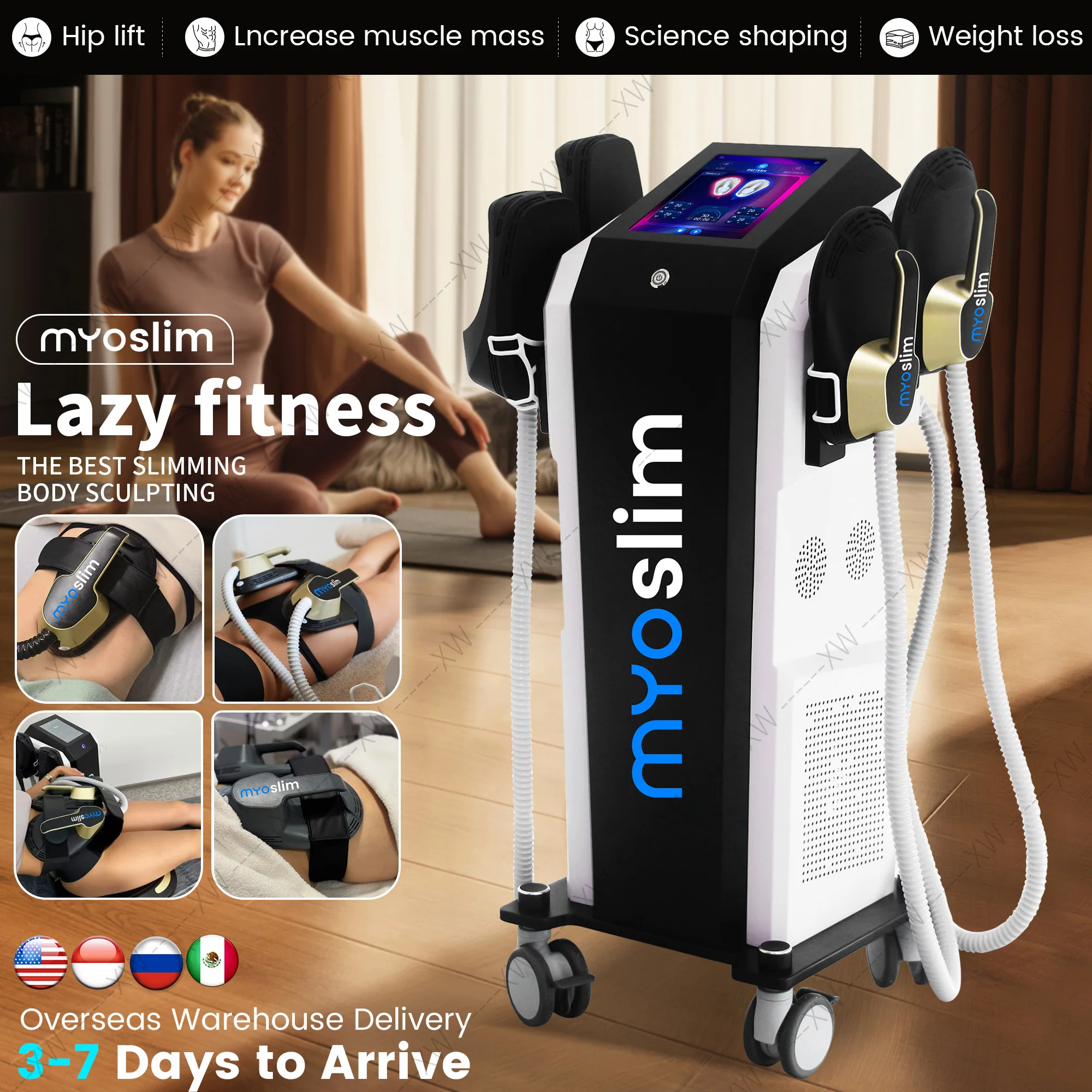 

Best Selling Nova myoslim Neo 6500W High Power 5 RF Handles Hi-emt Body Sculpt EMS Body Muscle Stimulate Machine