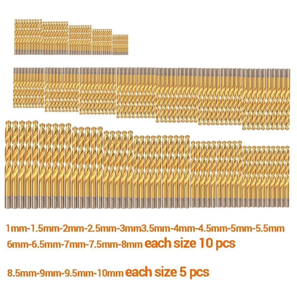 Set di punte elicoidali da 170 pezzi foro metallico per trapano elettrico con gambo dritto da 1-10mm per foratura da taglio con scatola di ferro placcata in titanio