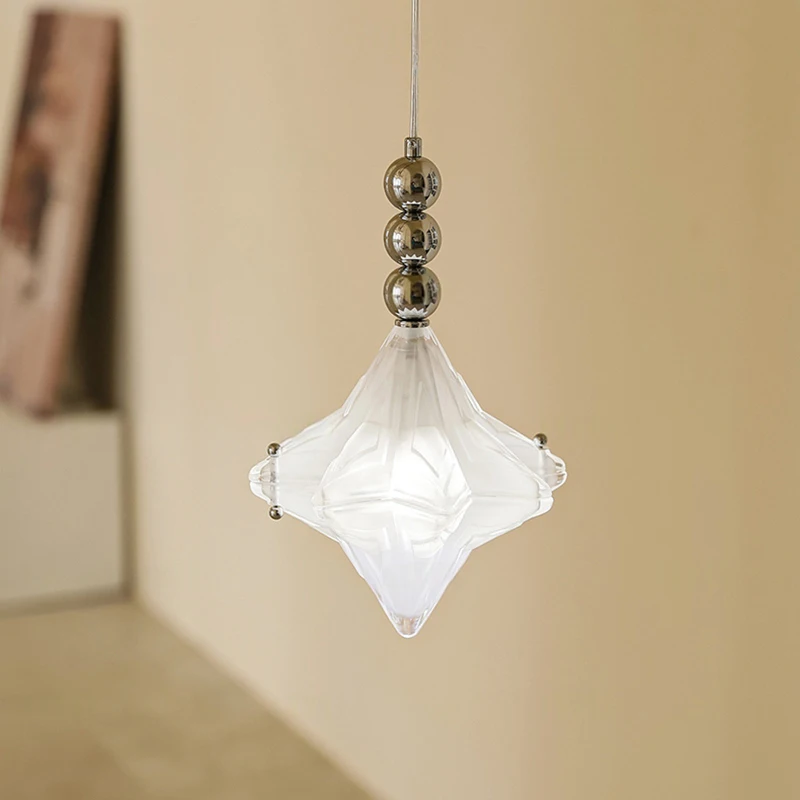 Bauhaus Medieval Style Star Bedroom Bedside Glass Chandelier Retro Warm Atmosphere Master Bedroom Iron lighting E14 Chrome