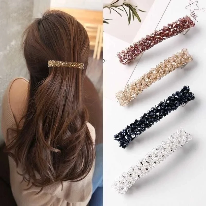 2/3PCS Set Fashion Crystal Spring Hair Clips Pins Handmade Beads Hair Barrettes For Women Girl Korean Simple Hair Accessories