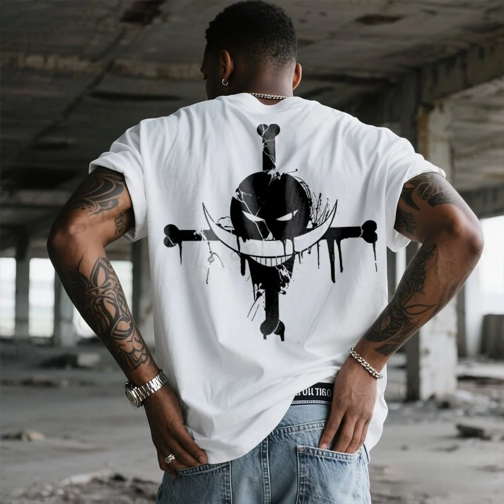 One Piece Summer Men's T-shirt Anime Edward Newgate Autumn Boys Children's Short-sleeved Punk Casual Trendy Parent-child Outfit - view 3