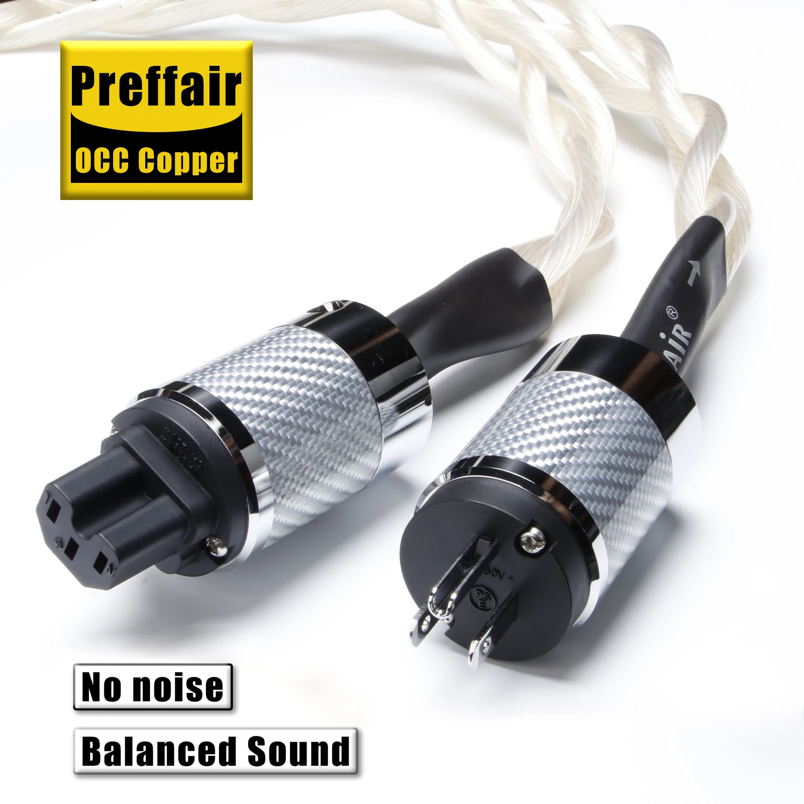Preffair X402 OCC Copper Audiophile Power Cable with Rhodium Plating Plug US / EU /AC/UK  HiFi Audio Amplifier DAC Filter