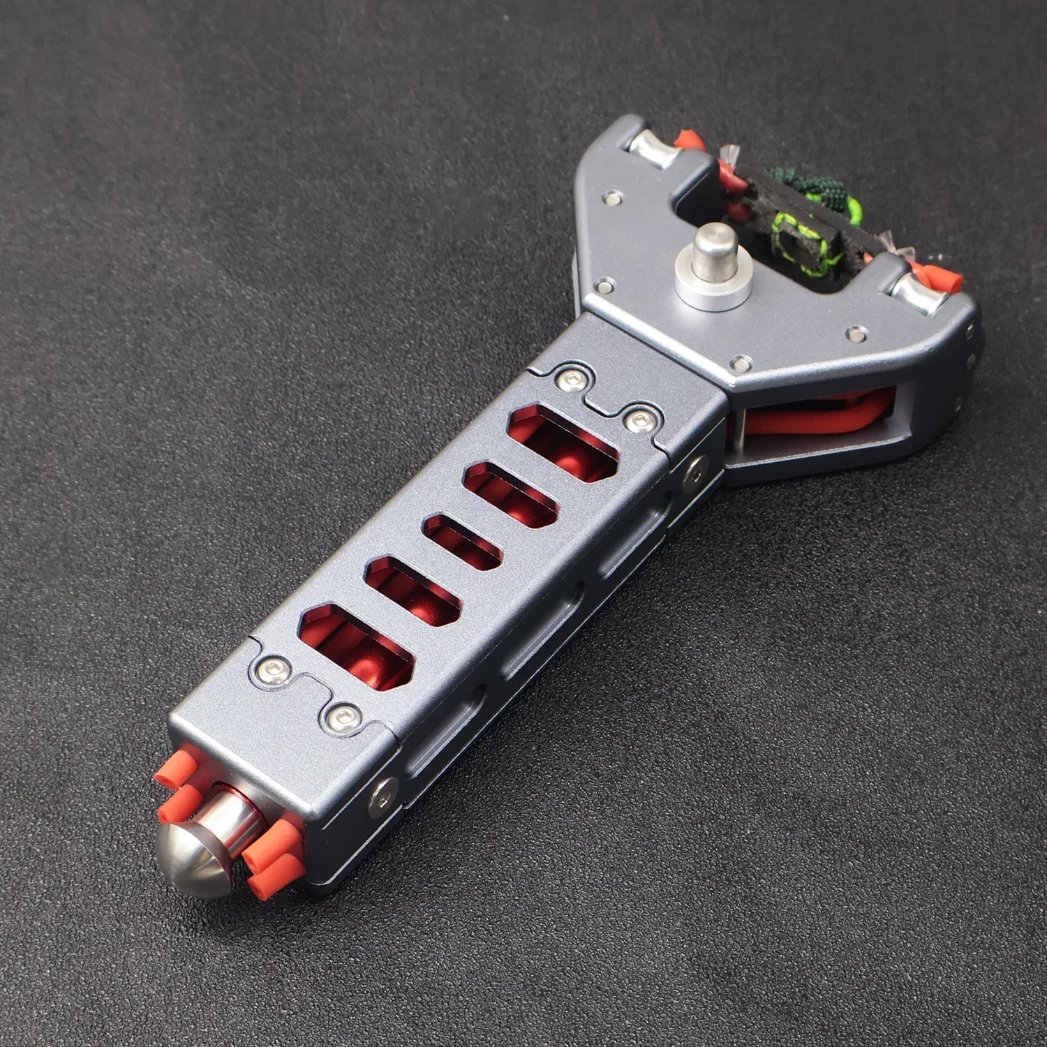 Long Five-hole Hollow Silver Aluminum Alloy Repeating Slingshot High-quality Metal Slingshot Outdoor Professional Hunting Shoot