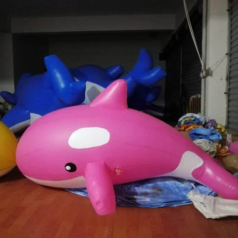 ปลาวาฬฉลามจริงยักษ์ Inflatable สัตว์ปิดผนึกแขวน Inflatable Whale พร้อมไฟ Airtight Ocean Mascot สําหรับไนท์คลับ D