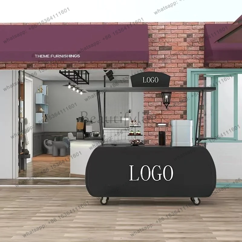 Food Dining Car Trolley Mobile Square Promotion Float Display Stand Mobile Dining Cart Square Promotion Stall Car