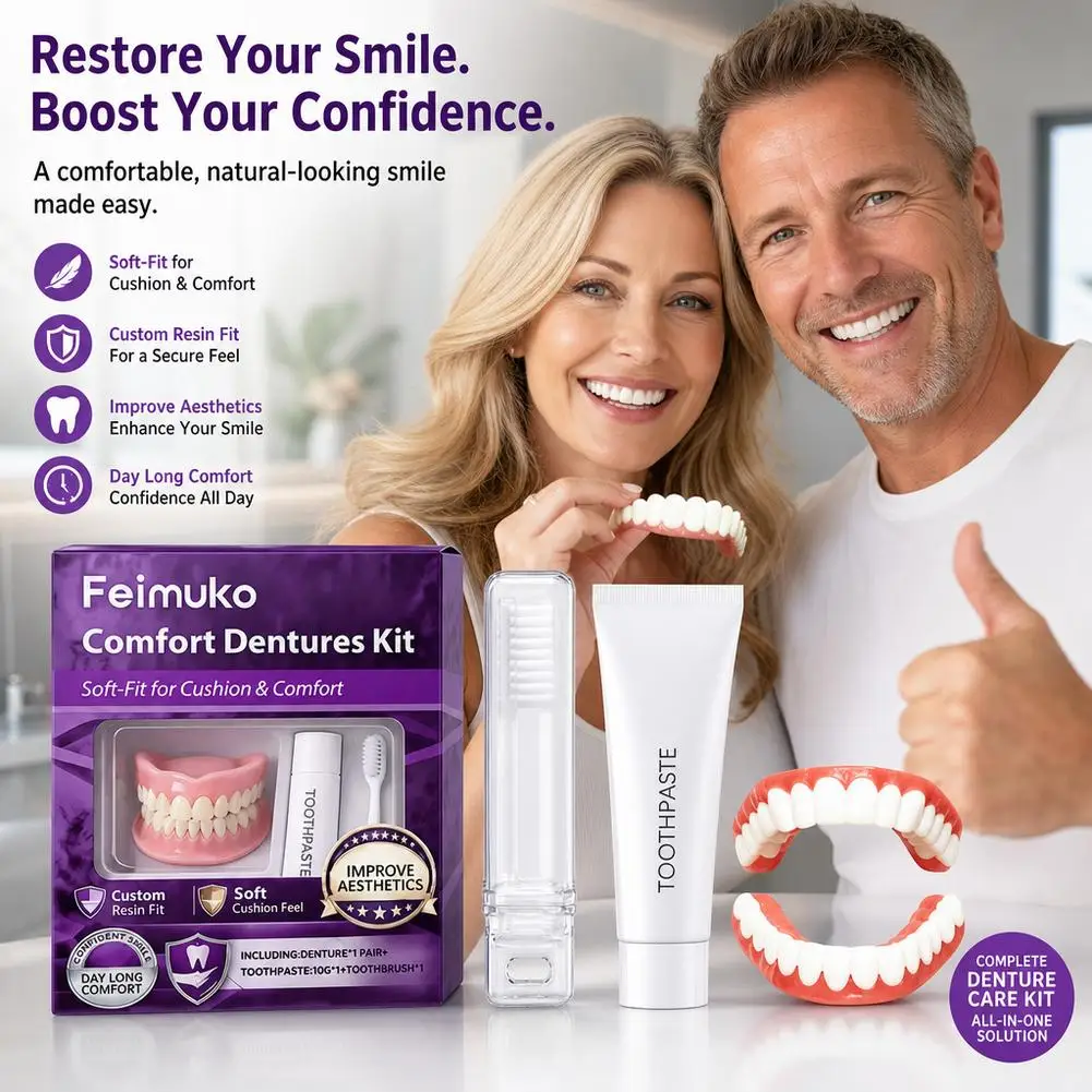 Denture Modification Set - Natural Upper and Lower Dentures, Soft and Comfortable, Instant Smile Oral Beauty Accessories