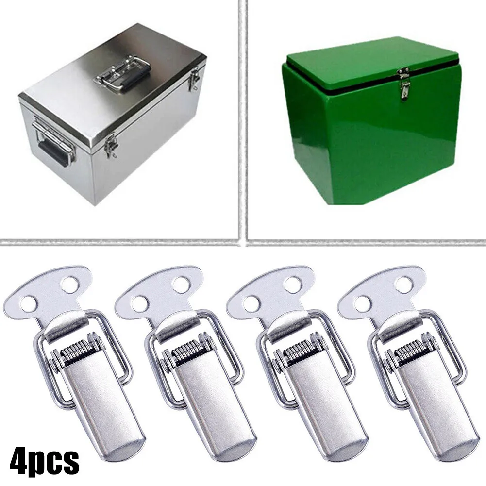 4pcs Stainless Steel Toggle Latches Cabinet Boxes Spring Loaded Latch Catch Toggle Clamp Hasp Mini Lock For Chest Box