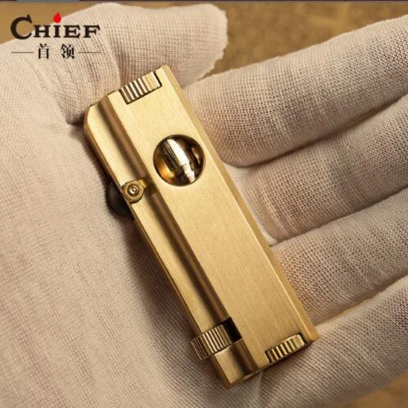 Original Handmade Trench Three-sided Fire Armor, Unique Retro Pure Copper Kerosene Lighter Collection, Antique Pipe Machine