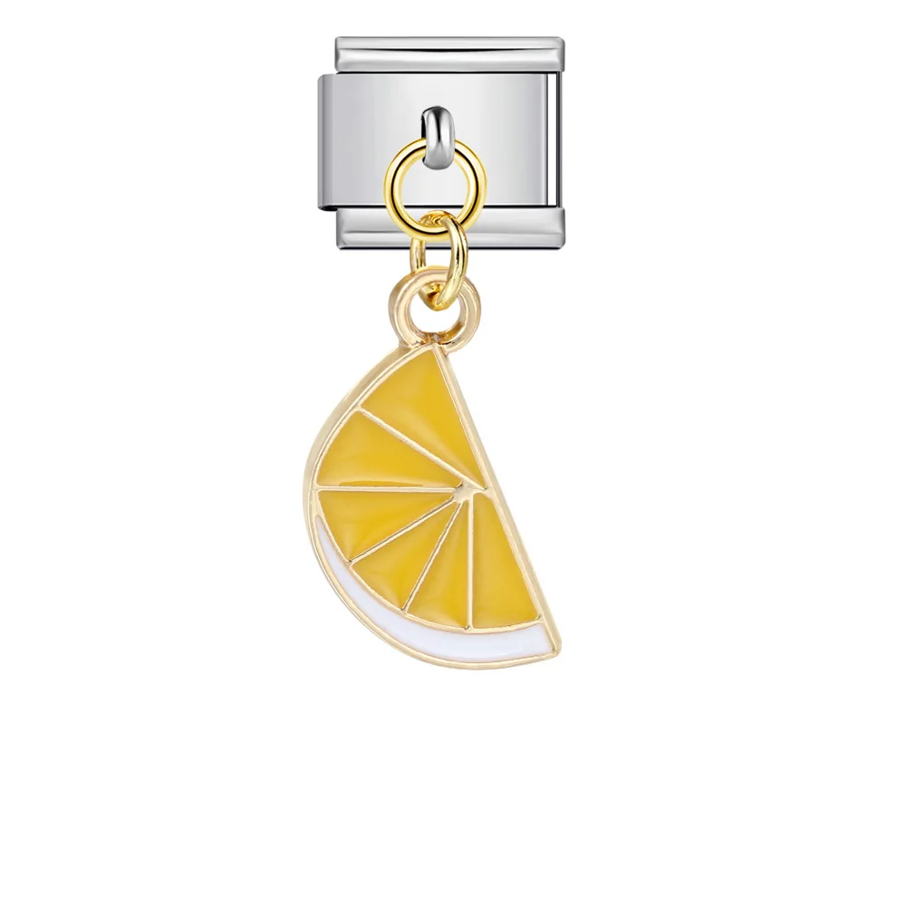 Neuer italienischer Charm-Anhänger mit Orangen-, Erdbeer-, Apfel-, Zitronen- und Wassermelonen-Motiven, passend für 9-mm-Edelstahlarmbänder, Schmuckherstellung, DIY-Schmuck. – Detail 7