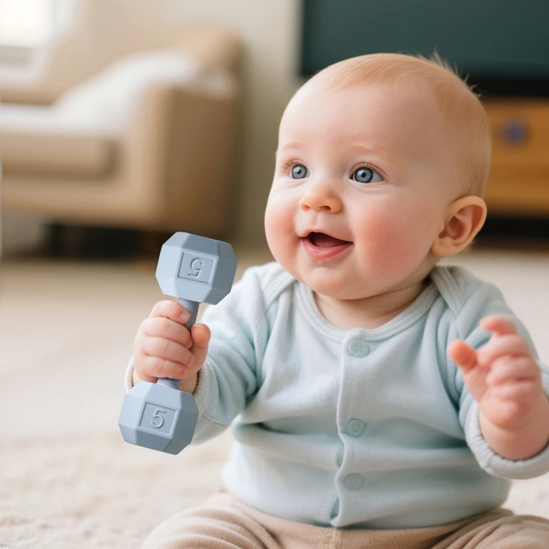 Juguete sonajero con mancuernas de dibujos animados para dentición de silicona para bebés, juguetes cognitivos sensoriales para mover la campana musical, juguetes para cuna de bebé, regalos para bebé
