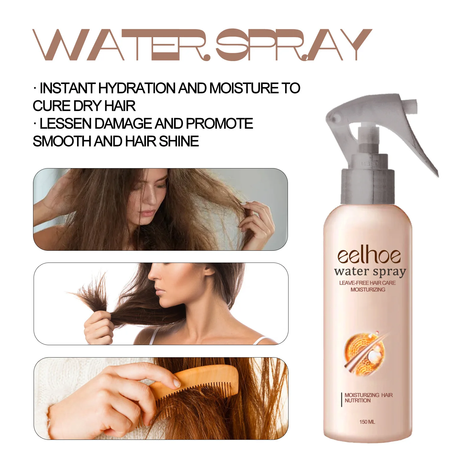 EELBath-E-Spray d'Eau Lissante Anti-Perte de Cheveux, Renforce la Racine des Cheveux, Traitement du Cuir oral elu, Nourrit les Cheveux Secs et Abîmés, Produit de Soin Réparateur