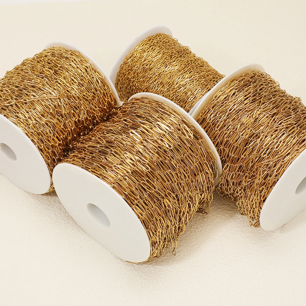 2 Meter lange, flache Gliederketten aus Edelstahl für DIY-Schmuckherstellung, Halsketten, Armbänder, Großhandelszubehör – Detail 5