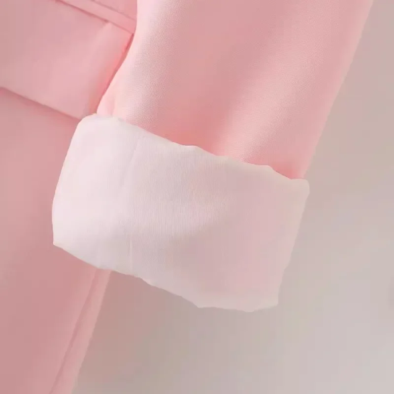 Koreaanse Vrouwen Casual Roze Jasje Boog Decoratie Notched Kraag Lange Mouw Single-breasted Lente Herfst Vrouwelijke Blazers Jas