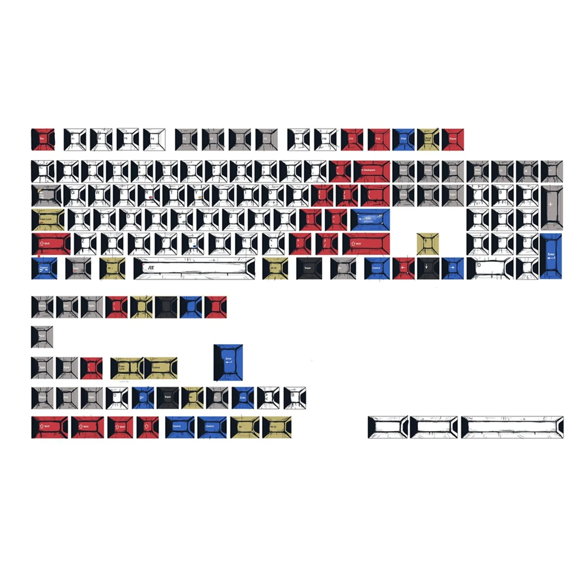 A49T PBT Comic Style Keycaps Cherry Profile 141 Keys Keycaps Set Suitable Cherry MX Switches for Mechanical Keyboard