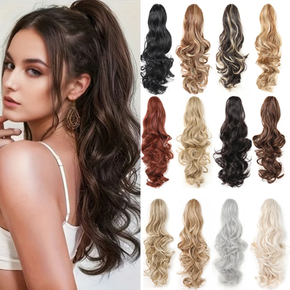 Klauenclip-Pferdeschwanz-Verlängerung 18 & 24 Zoll – Clip-in-Wellen-Haarverlängerungen aus Synthetik für Damen – Lange Pferdeschwänze