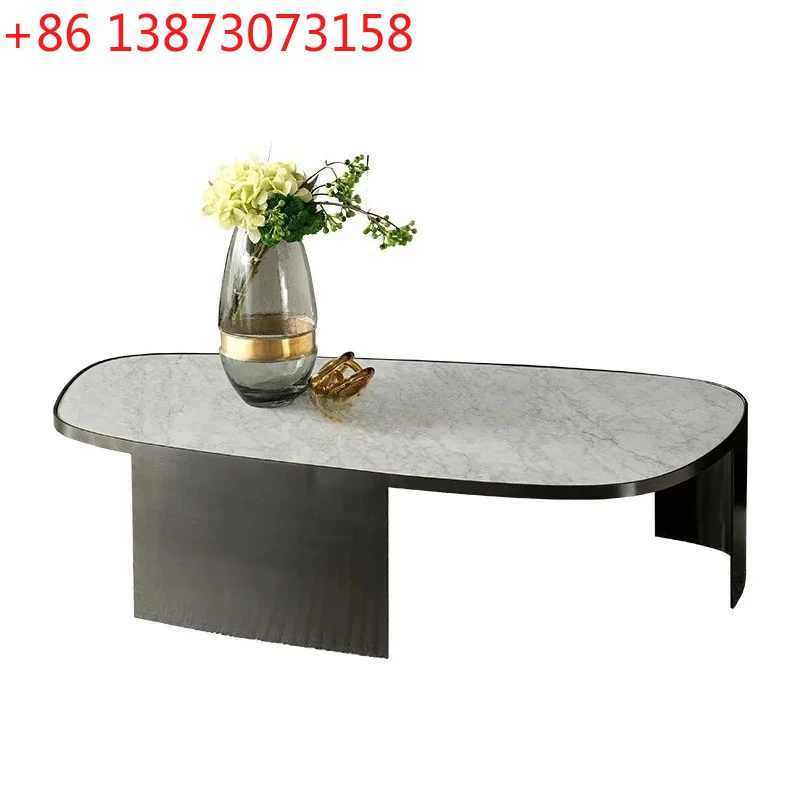 

Итальянский минималистичный мраморный журнальный столик из каменной плиты, светлый роскошный комплект для гостиной
