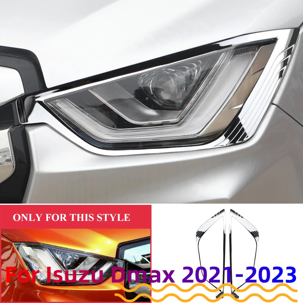 

ABS Headlight Covers Accessories For Isuzu D-max Dmax 2021 2022 2023 Lamp Hood Head Light Cover Sticker Decoration