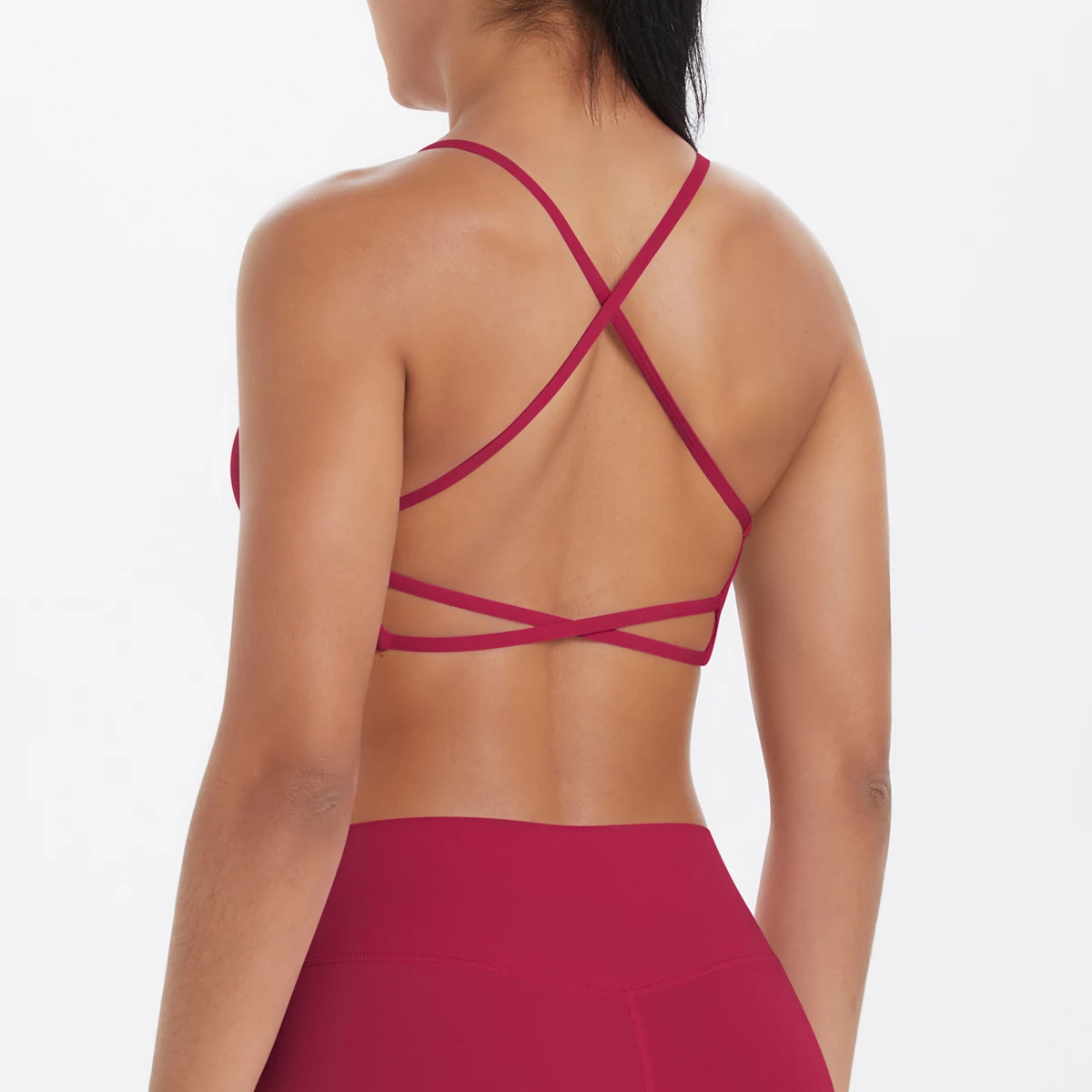 Tanktop für Damen, Yoga-BH, Yoga-Unterwäsche mit Brustpolster, einfarbig, schöner Rücken, Kreuz-BH, stoßfestes Workout-Top für Fitness und Laufen. – Detail 27