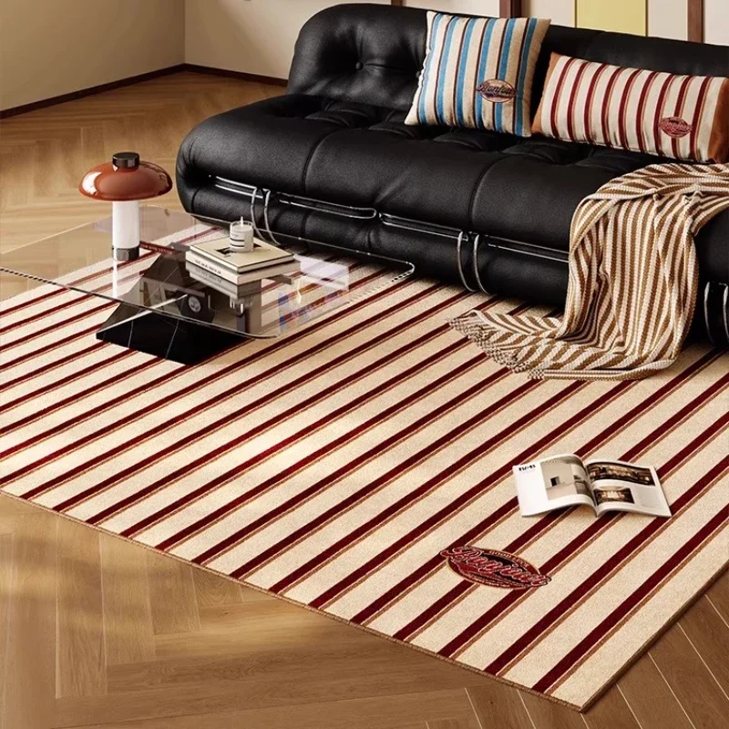 Stripe Pattern Bedroom Decor Retro Carpet Minimalist Style Carpets for Living Room Anti-slip Lounge Soft Rug Washable Floor Mat