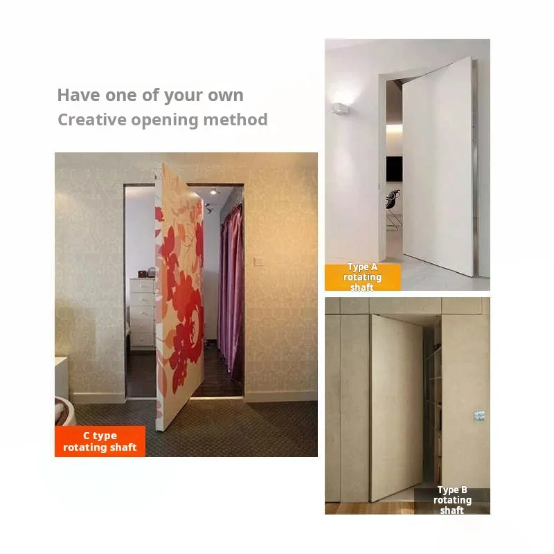 Heavy Duty Wooden Door with 360 Degree Pivot And Upper/Lower Hinges Invisible Door Axis for Vertical & Horizontal Rotation
