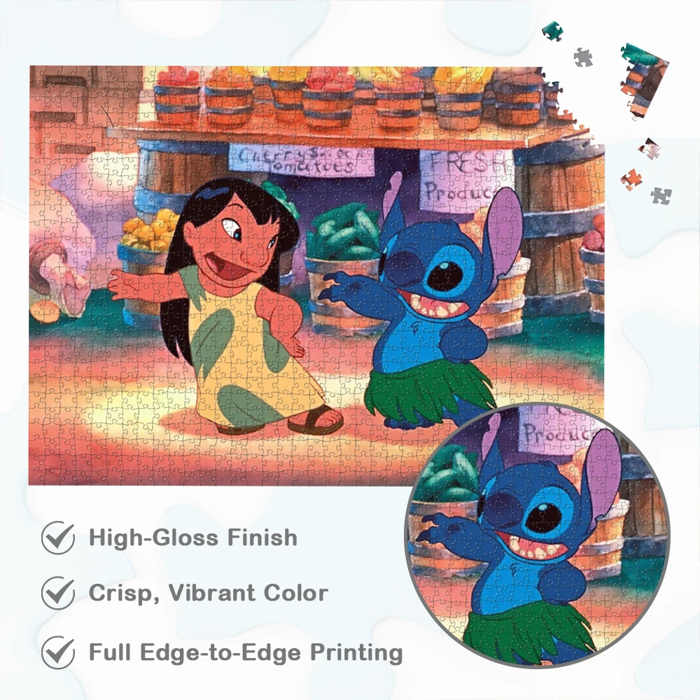Stitch and Lilo Dancing Puzzle Fresh Products Background Disney Cartoon Games and Puzzles Classic Characters Large Puzzle Game