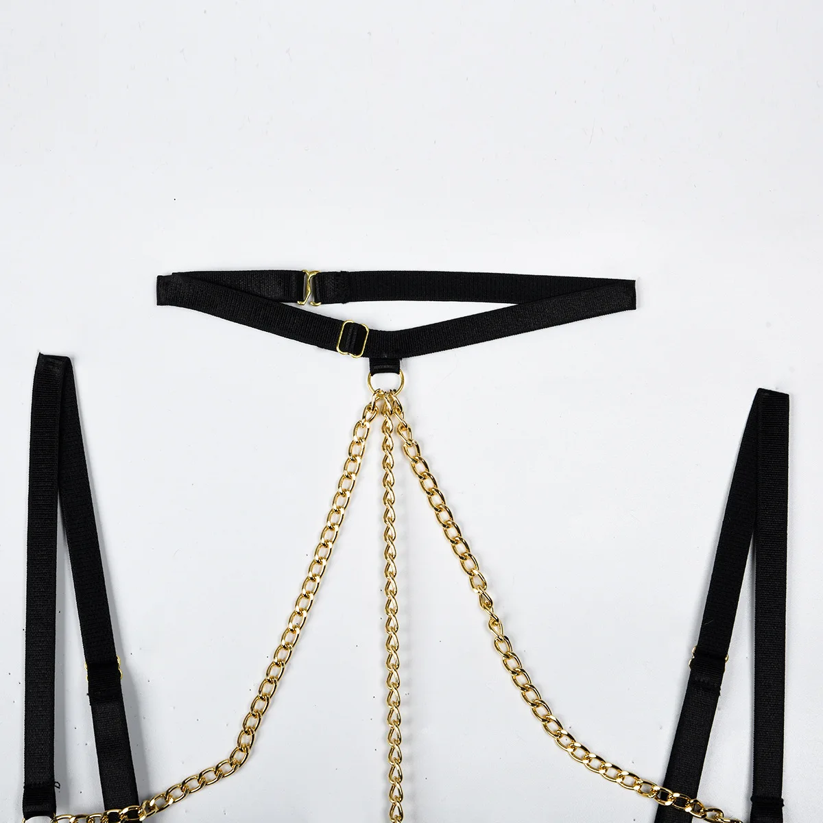 Polka Dot Sexy Underwear Three-piece Set Close-fitting Sexy Chain With Steel Ring Perspective Women's Underwear