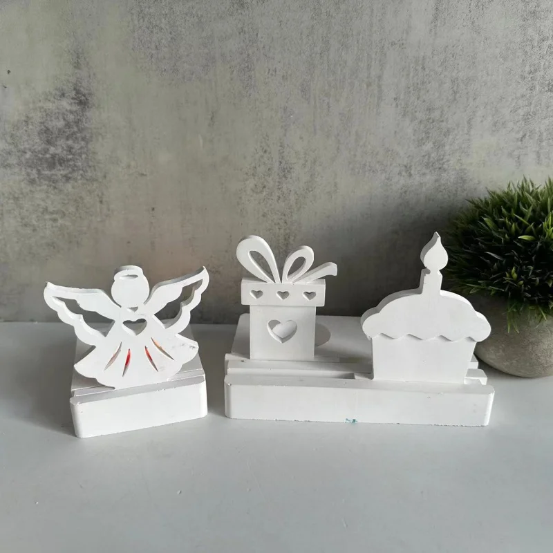 Angel Gift Box Decoration Silicone Mold Cake Plug-in Candlestick Aromatherapy Gypsum Mold