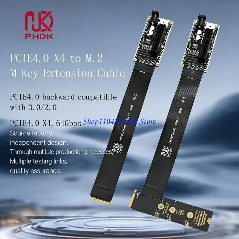 02DD PCIe4.0 to M.2 M NVMe Flexible Extension Cable for 2230 2242 2260 2280 Fast Speed Data Transfer Transmission