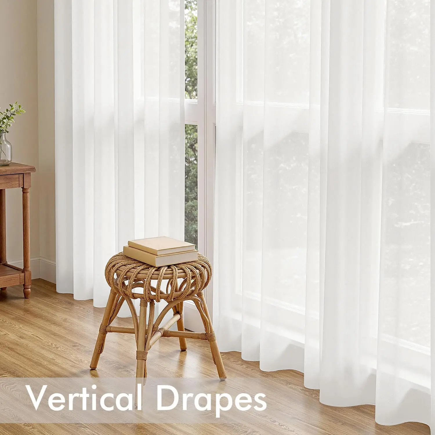 2/4Panels Sheer Curtains 142CM Width Light Filtering Rod Pocket Voile Drapes for Living Room Bedroom Airy Soft Window Treatments