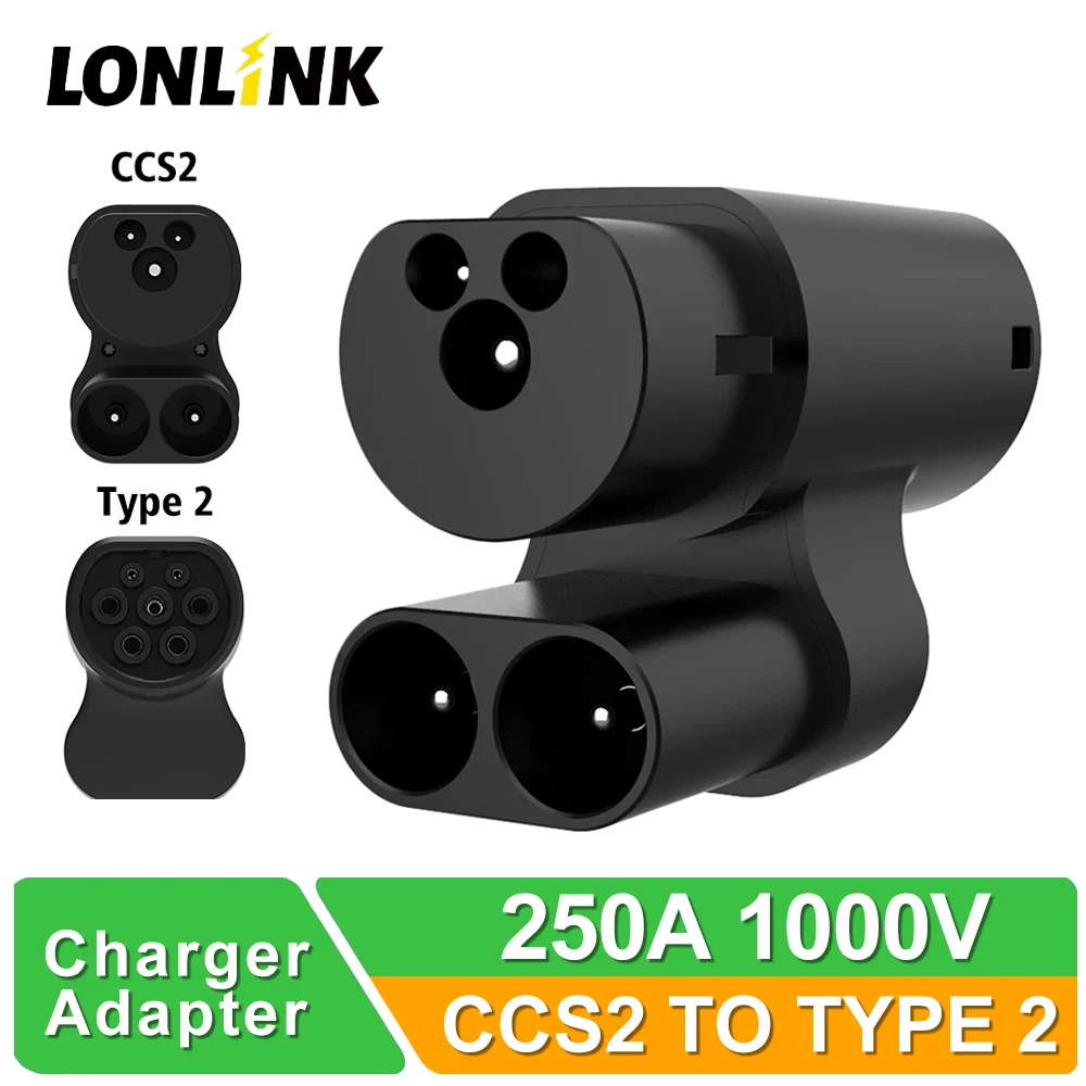 LONLINK CCS2 a Type2 Tesla EV Adattatore di ricarica Convertitore CCS Combo 2 EV Ricarica compatibile con il modello di veicolo elettrico S/X