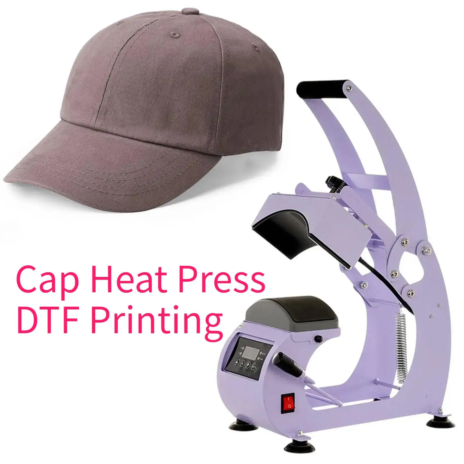 

Hat Cap DTF Heat Press Device Kit DTG Heat Transfer Stamping Sublimation Machine Digital Display Clamshell DIY Advertising Tool