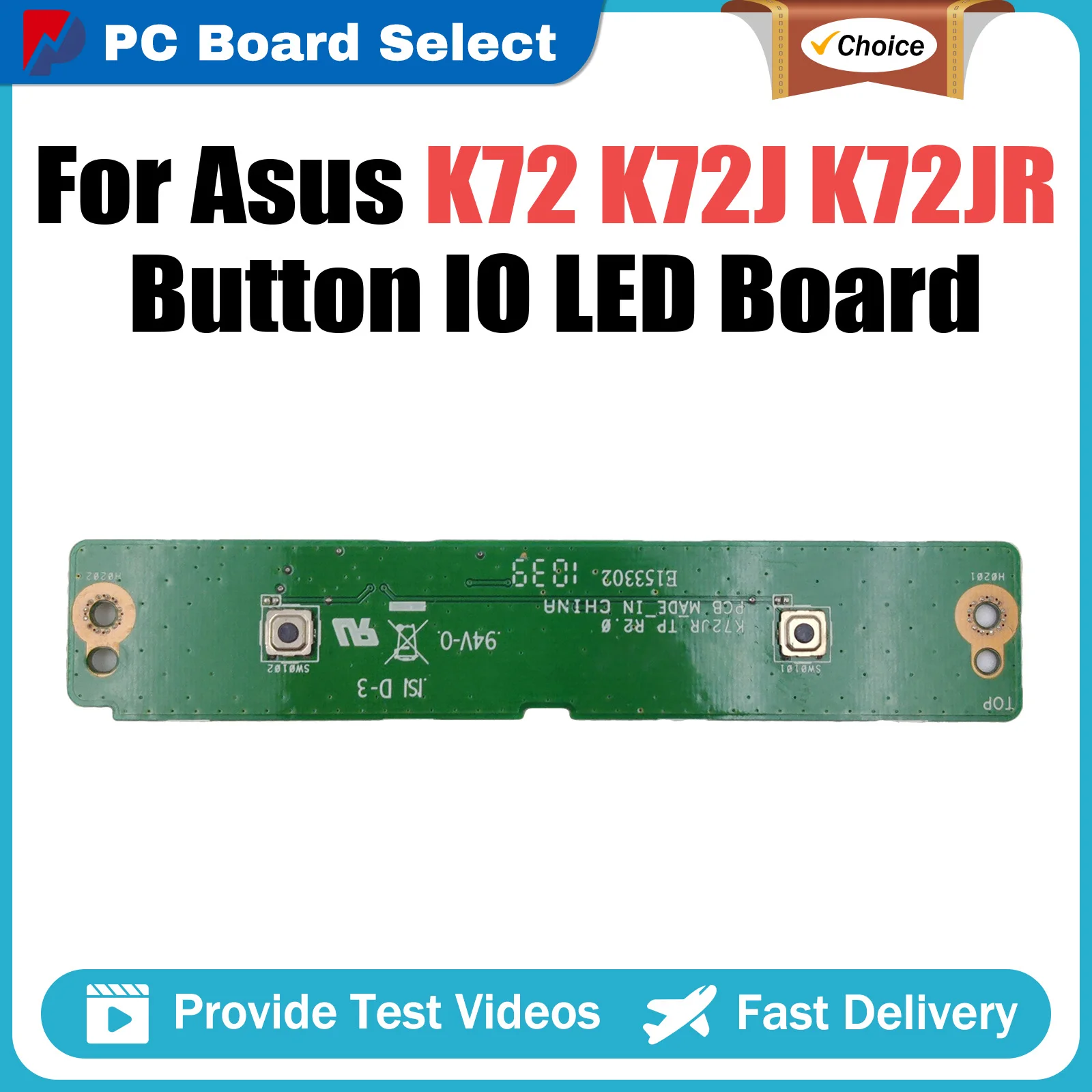 

K72JR For Asus K72 K72J K72JR Button IO LED Board 100% Tested Fast Ship