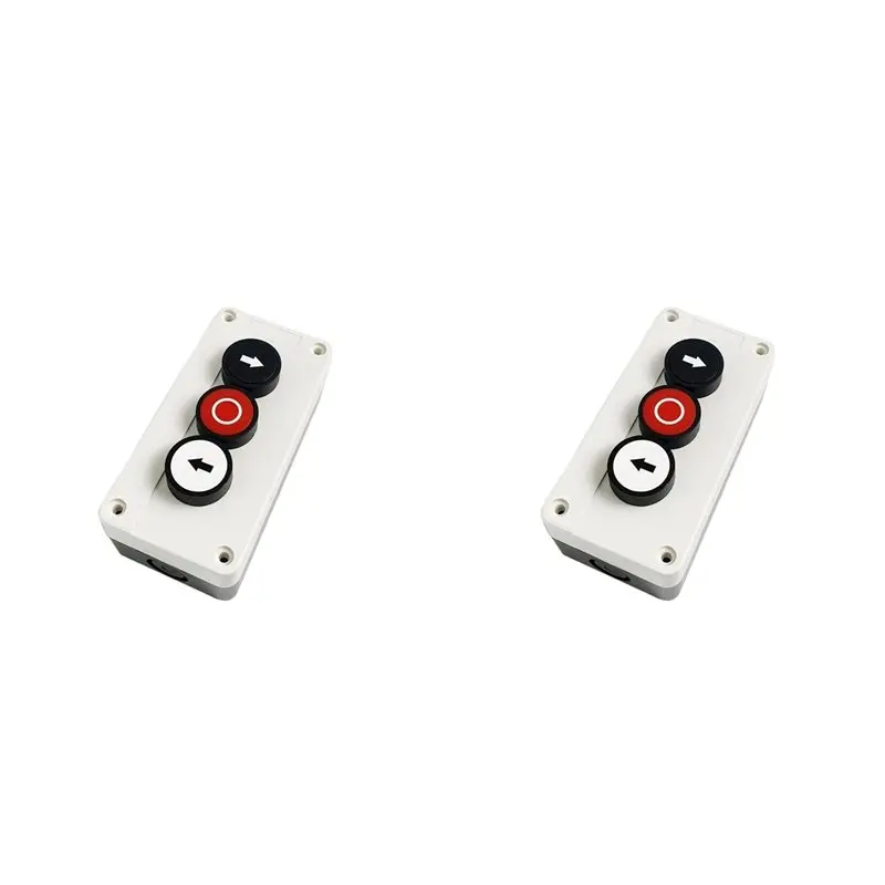 AS94-2X Waterproof Three Hole Push Button Switch Box 2NO 1NC, Left-Right Stop Electrical Control Station